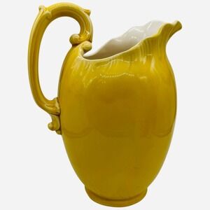 Sarreguemines Yellow Ceramic Pitcher Jug French Country Farmhouse